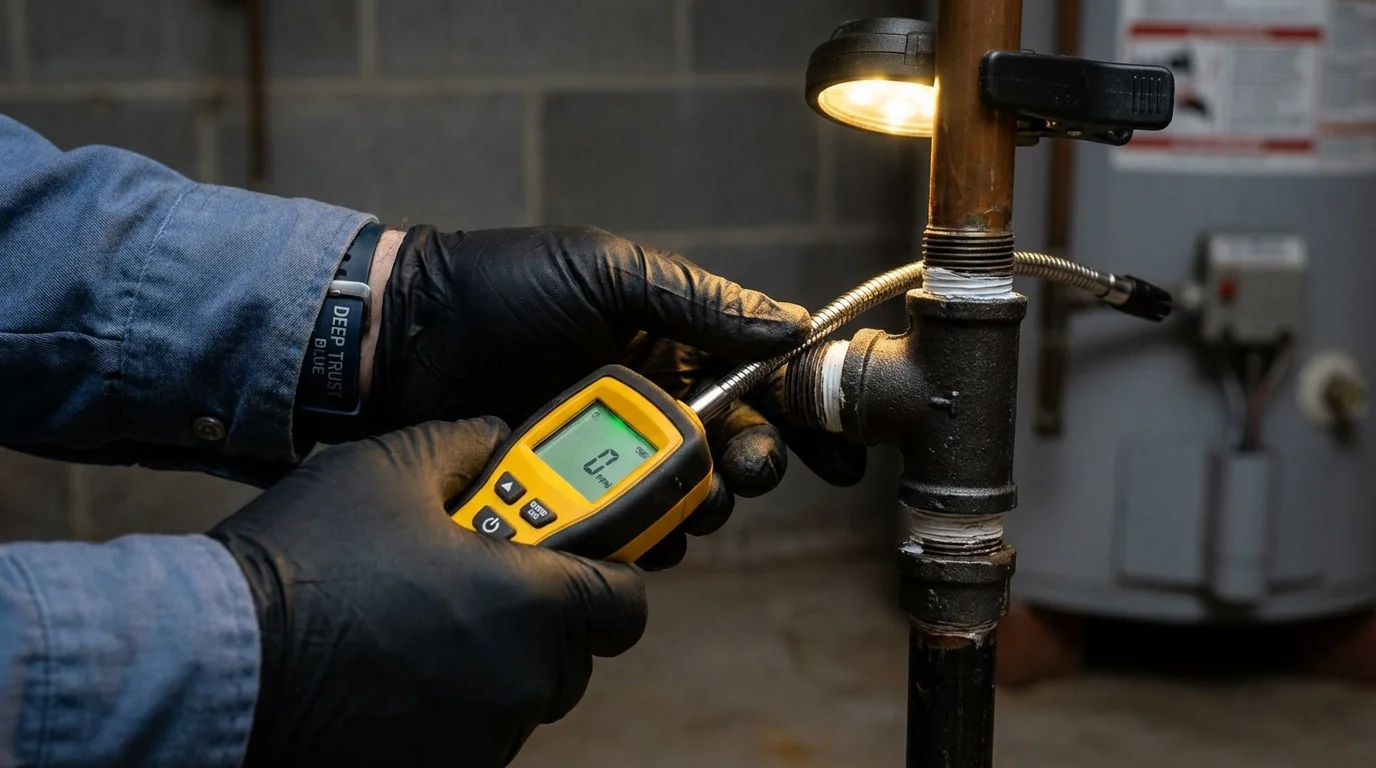 Gas leak detection with electronic sniffer by Johns Plumbing LLC in Scotts Valley