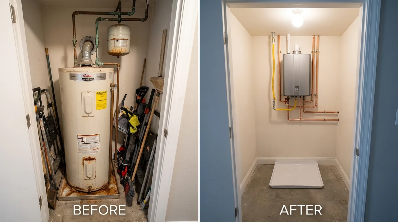 Tank water heater versus wall-mounted tankless unit comparison for Scotts Valley, CA homeowners