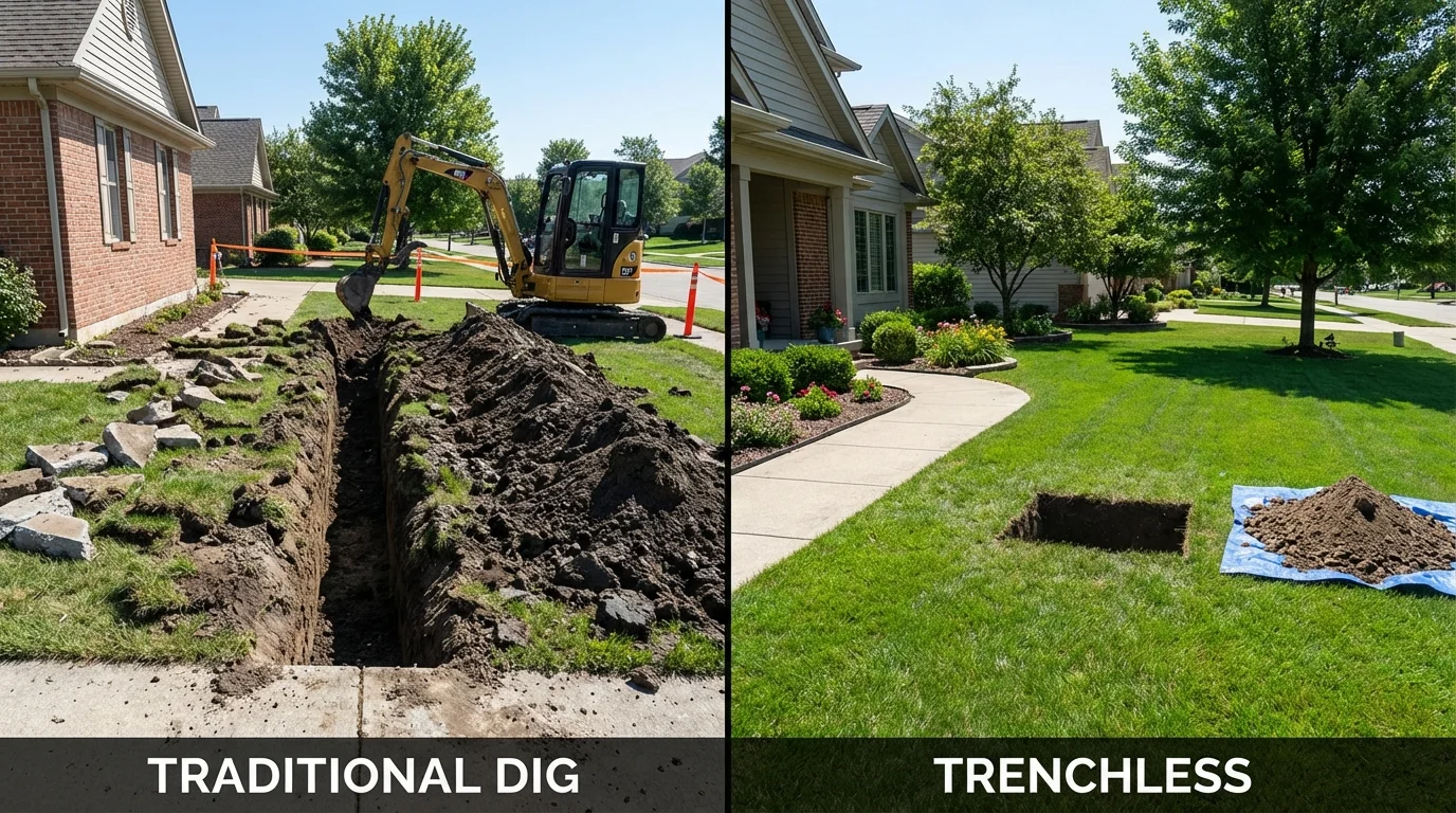 Trenchless sewer repair with minimal yard damage versus traditional excavation in Scotts Valley, CA